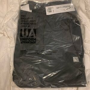UA Buttersoft Scrub Pants in Pewter.  These pants run large elastic waist